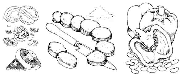 Walnuts, mushroom, courgette & sweet pepper