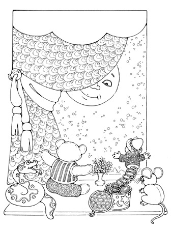 moon, curtain, toys